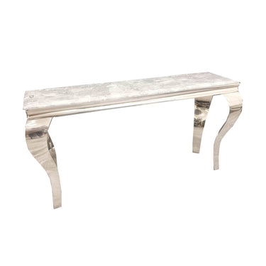 Elegant Louis Chrome Console Table with Marble or Glass Top and Stainless Steel Legs - UK Luxury Furniture